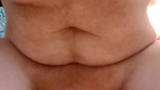 Hairy ginger jacking off and cumming on his self 