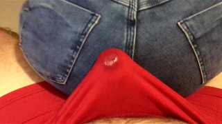 Dry humping in jeans shorts made him cum in pants during a lapdance