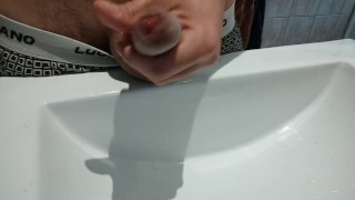 Realy quick cum in bathroom