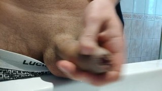 Realy quick cum in bathroom