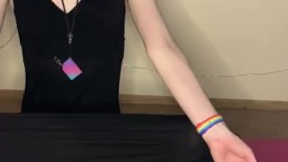 Redhead Goth Office Babe Relaxes After Long Week