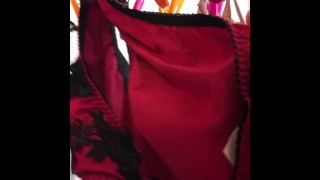 彼女のパンツでオナってみた　赤パン編