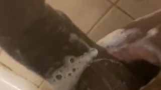 Cleaning in shower 