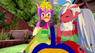 Pokemon Furry Hentai - Threesome Blaziken and Deerling suck Lucario's cock then he fucks them