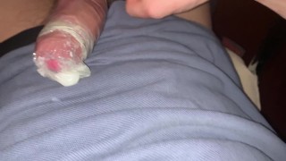 Use Condom close up Huge Cumshot sperm inside Handjob Big load Uncutcock Amateur Jerk off 4k 60fps