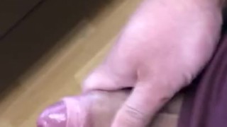 Risky wank and cum in work canteen 