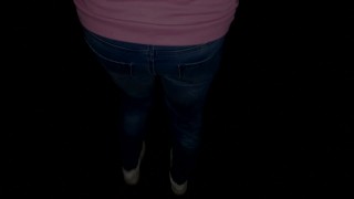 Completely soaked jeans after six hour desperation on public !!! It was so wet and warm