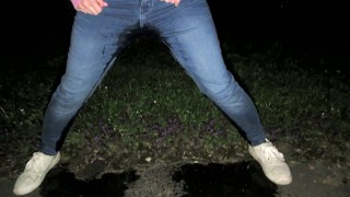 Completely soaked jeans after six hour desperation on public !!! It was so wet and warm