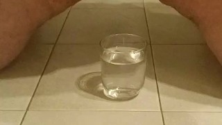 Chubby cum in glass