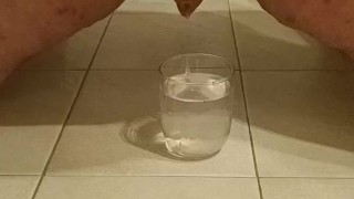 Chubby cum in glass