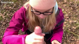 Sensual Blowjob in the Forest with Cum in Mouth
