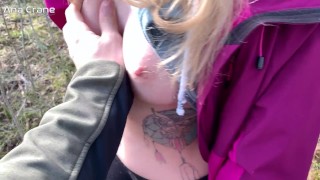Sensual Blowjob in the Forest with Cum in Mouth