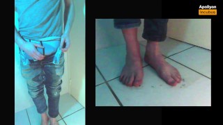 (60fps) Hot Twink holds but ultimately pisses on himself barefoot + Bonus - Apollyon_Incubus