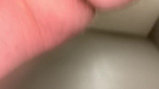 BBW Grinds Slick Hairy Cunt on Public Sink While Pissing