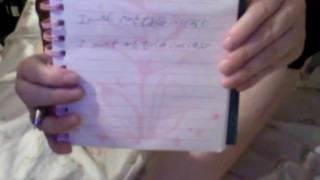 Naughty schoolgirl writing lines