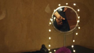 Round Mirror - Very spontaneous idea to film hard cock with cumshot in the round mirror.