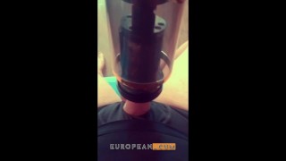 Edging my cock with an automatic fleshlight