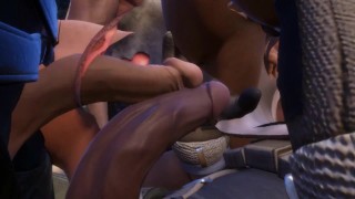 Два члена трутся внутри одной девушки Frotting [3Д Хентай]
