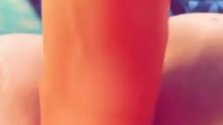Dildo stretching my tight pussy 