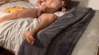  Amateur guy strips out of tighty whities and uses his tighty whitie hand to cum on himself