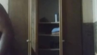 Black Shirtless Man Lotion Chocolate Body Massage and Large Cock