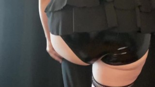 Sexy fat ass alt punk PAWG with perfect small perky tits peels off layer after layer to Motörhead