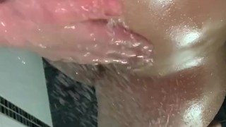 Close up Milky nipple play