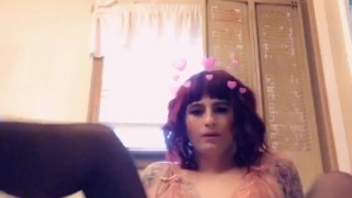 Sissy rides dildo