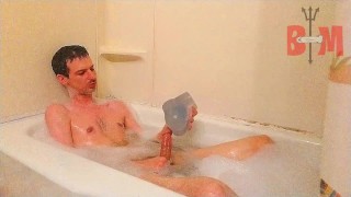 Fucking Jill's tight ass hard in the bathtub! Big white cock fucks tight sex doll ass! (Bestvibe)