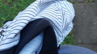 Nicoletta gets her yoga pants completely wet in a public park - Extreme pee exposed