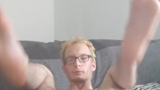 Skinny teen rips his boxers and fingers his hairy ass