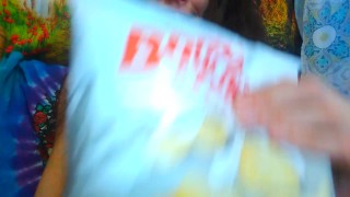 Naked Food Fetish Slut TEASES You with a Chubby Girl Treat Plastic Bag Potato Chips Junk Food Yay