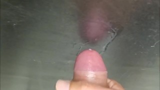Risky public bathroom fun