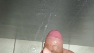 Risky public bathroom fun