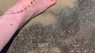 Cleaning my muddy feet with hose