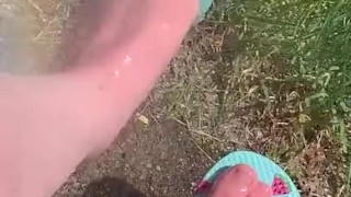 Getting feet wet in flip flops