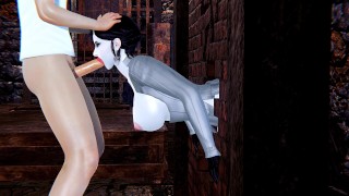 Lady Dimitrescu stuck in the wall and facefuck