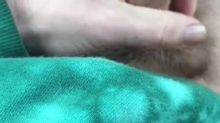 Big hard dick Cumming in car before work 
