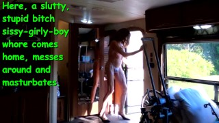 Slut-Boy Comes In, Uses Vibrator, And Just Plain Masturbates