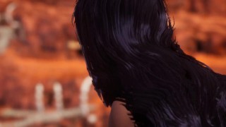 Пышная девушка Мулатка скачет на дилдо в Большом каньоне прилюдно [3D Hentai]