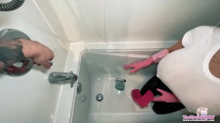 Bondage & Wet T-Shirt for my Stepmom in Bathtub!