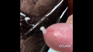 man puts out rich and stinky sperm on a black board