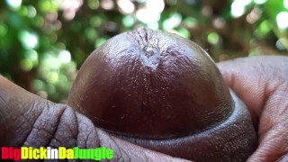Huge Cum Explosion in the jungle after a Horny Guy attempted an Extreme Close Up Precum Play