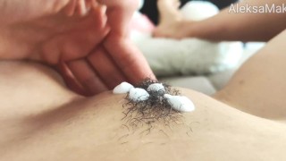  Masturbates Hairy Wet Pussy pov closeup