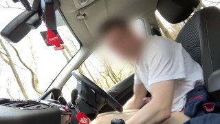 CAUGHT JERKING OFF OUTSIDE! Teen caught jerking on public road after drive!