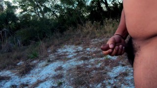 Chubby Dad Bod Solo in the Woods – Big Slow Motion Cumshot Finish
