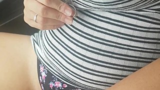 masturbating in the car while cars pass