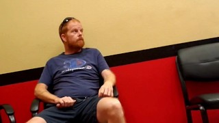 Hairy ginger playing with dick at mechanic shop