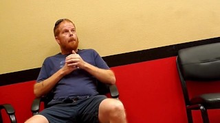 Hairy ginger playing with dick at mechanic shop