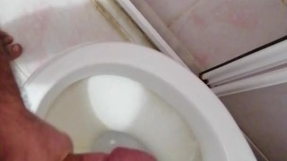 Male Masturbates and CUMS in Toilet Almost Caught 2